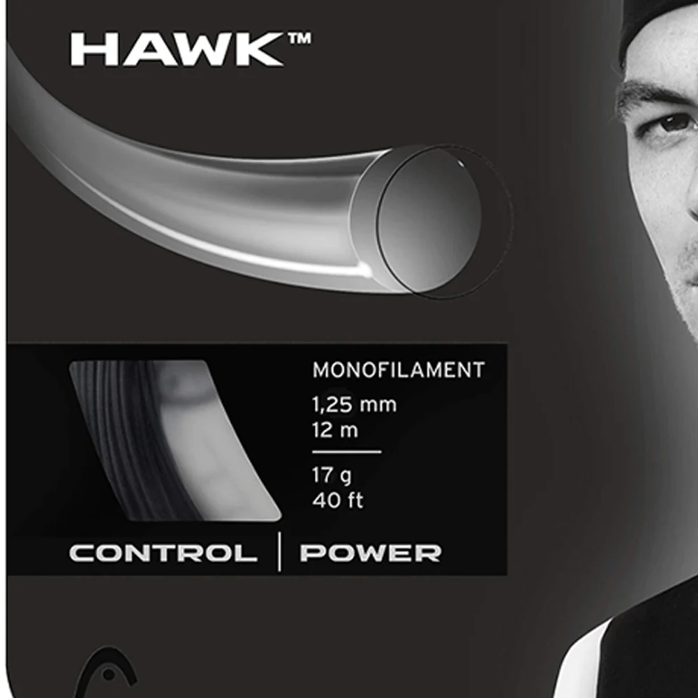 HEAD Hawk 17 Tennis String - Black - ONE SIZE
