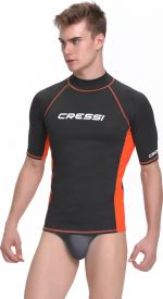 CRESSI Rash Guard Man Short Sleeve Black/Orange - Black - 3XL