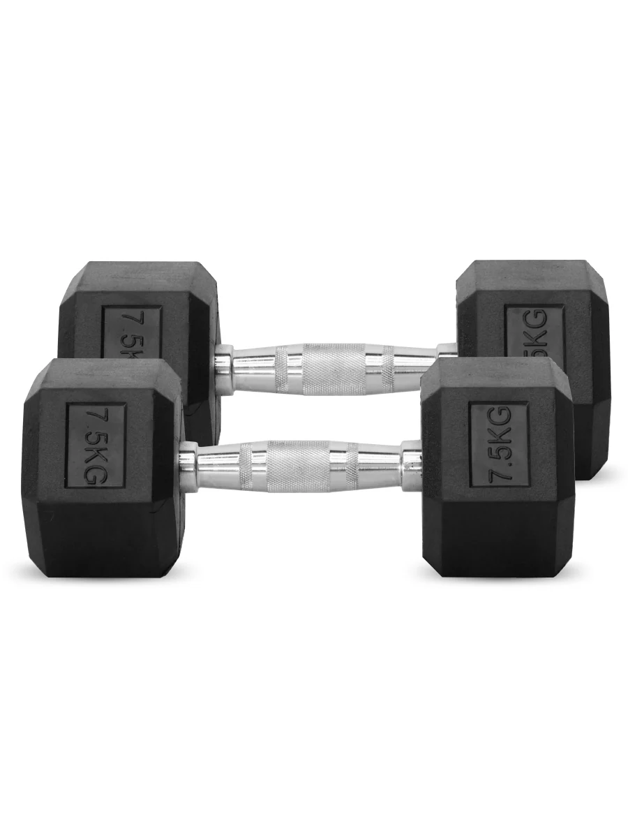 ดัมเบลหกเหลี่ยม HEX หุ้มยาง ขนาด 2.5-40KG - Black - 10 KG x 2 ชิ้น