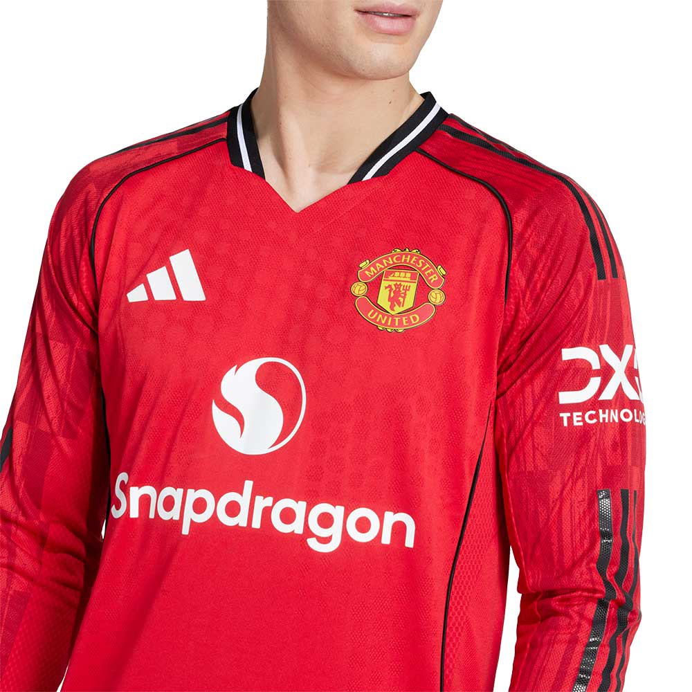 ADIDAS Men's Manchester United Home Authentic 2025/26 Long Sleeve Jersey - Red - 2XL (UK SIZE)