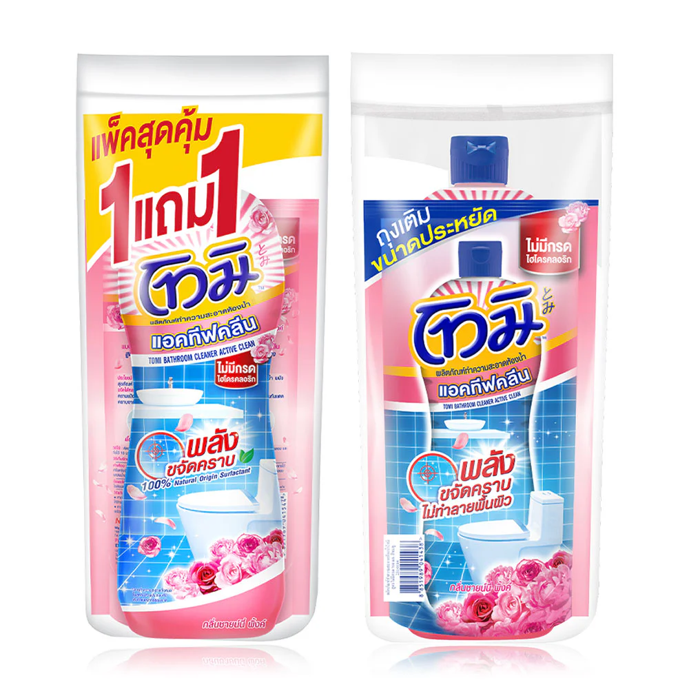 Tomi Bathroom Cleaner Active Clean [No Hcl] Shinee Pink 700ml + 400ml