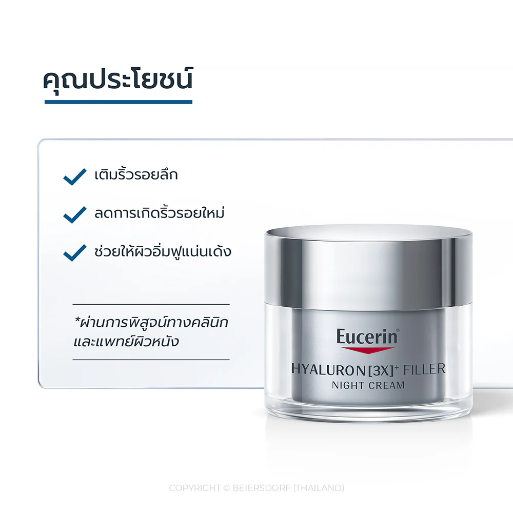 Ночной крем Eucerin Buy 2 Get 1 Hyaluron 3x + Filler Day придающий сияние Cream + Hyaluron 3x + Filler [Free! Eye cream 15 мл]