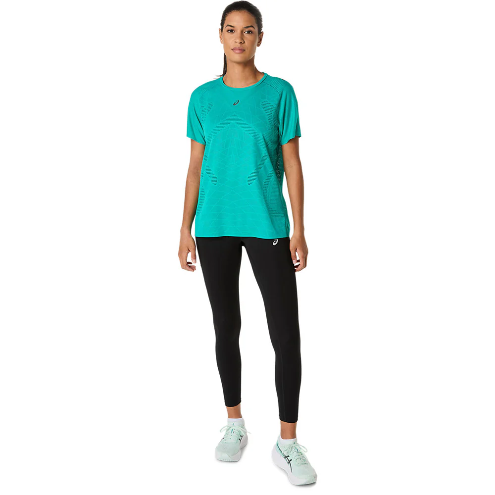 Женская беговая футболка Asics Metarun — цвет зеленый, размер L (азиатский размер)