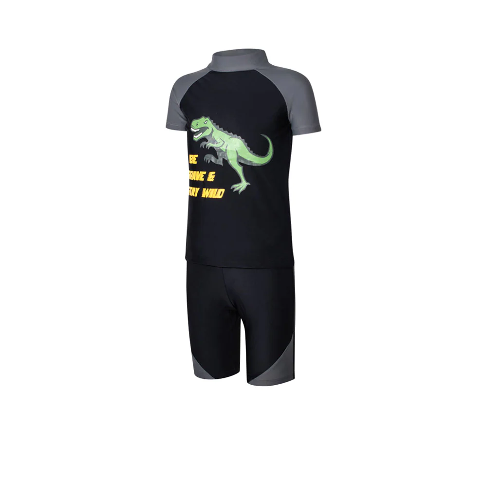 HIGHCLUB UPFBSS01 Boys Rashguard Set - Black - 10 (ASIAN SIZE)