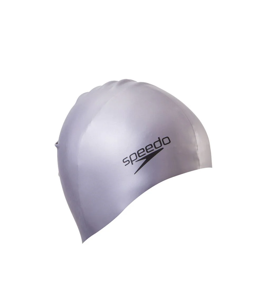 Кепка унисекс Speedo Plain Moulded Silicone Swimming — цвет серый, размер единый размер