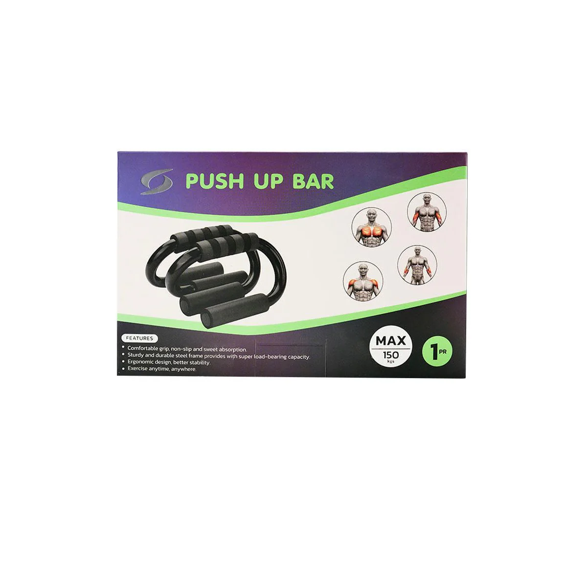 S SPORTS 01BK Push Up Bar - Black - ONE SIZE