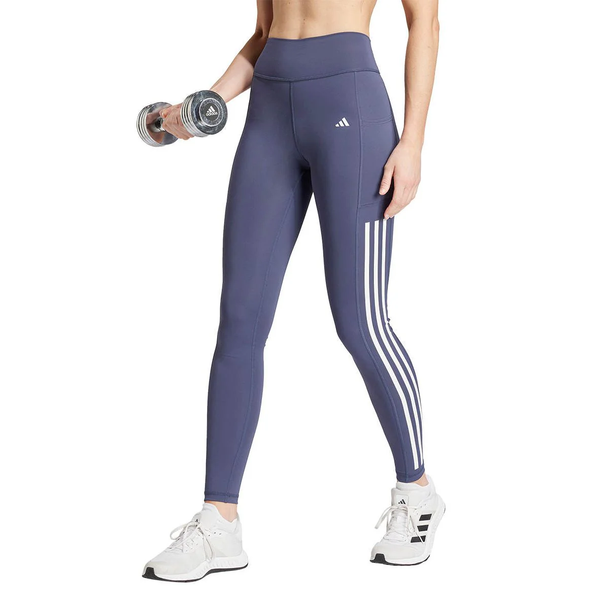 ADIDAS Optime 3-Stripes Full-Length Women's Training Pants - Blue - 2XL (ASIAN SIZE)