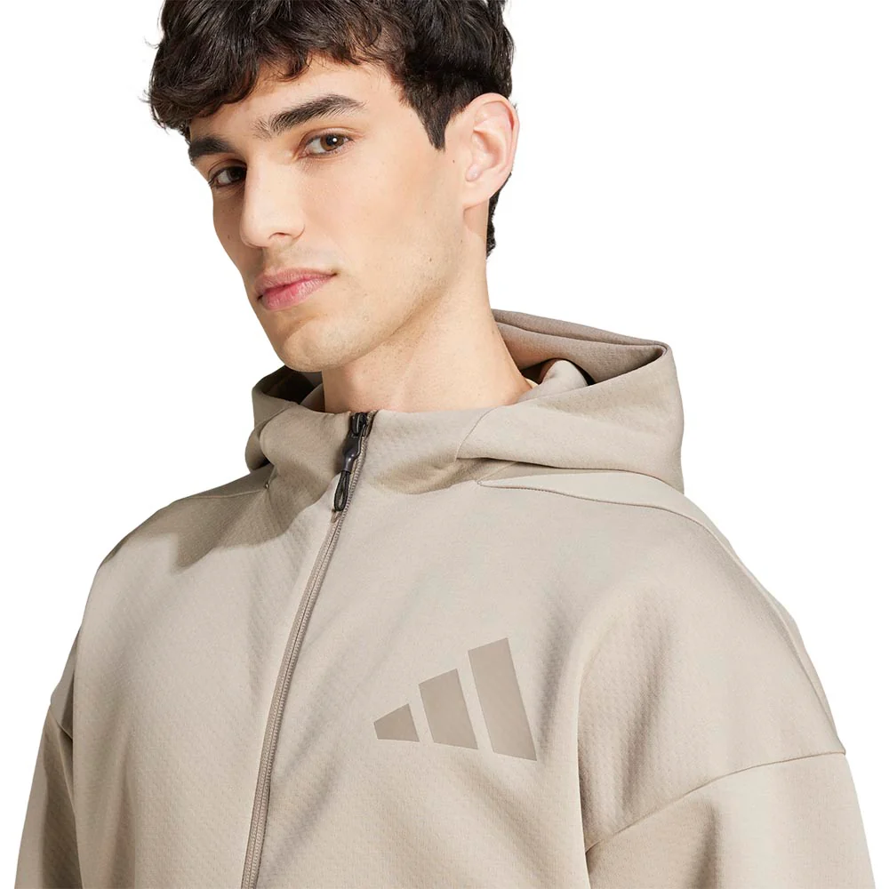 ADIDAS Z.N.E. Full-Zip Hooded Track Men's Hoodie - Beige - 2XL (ASIAN SIZE)