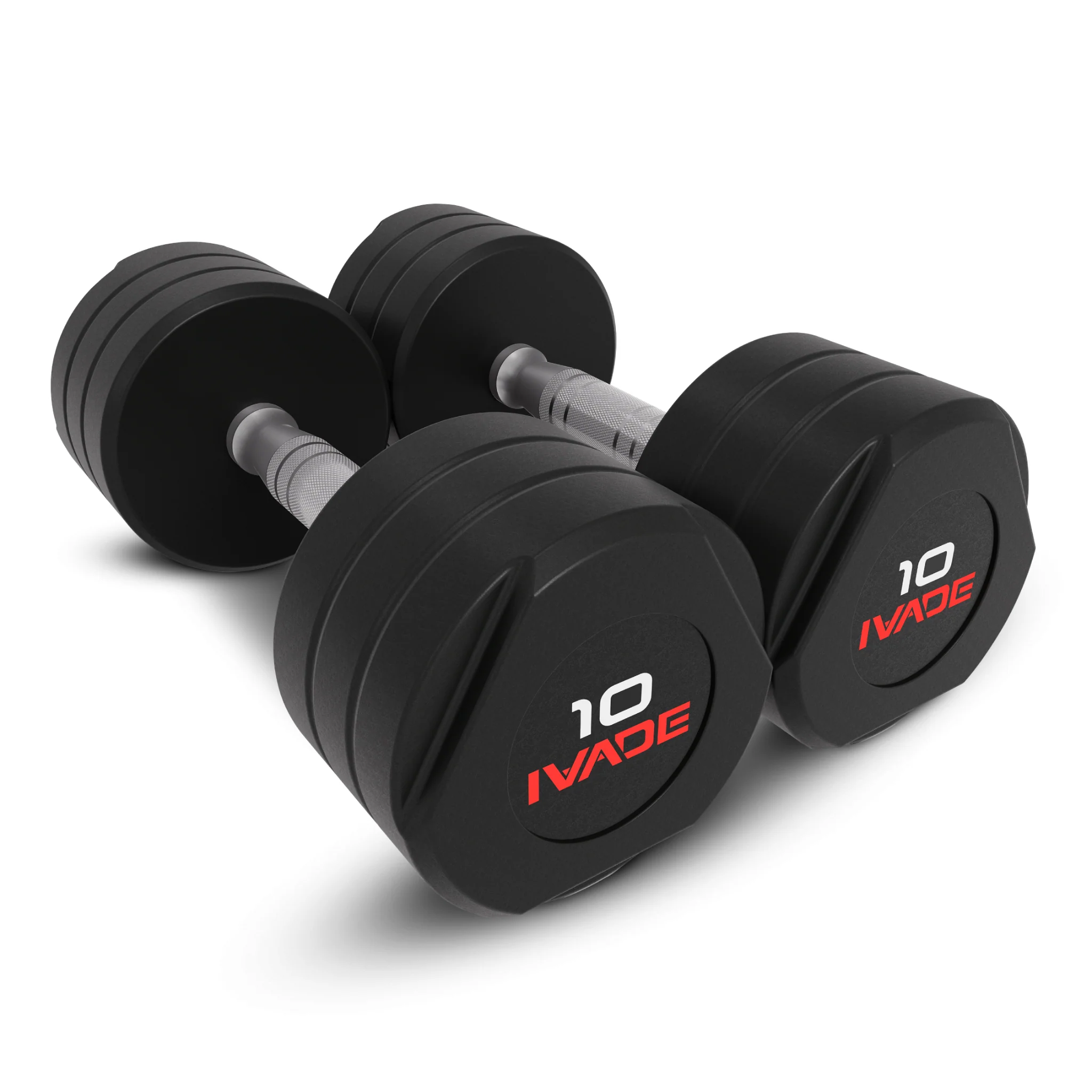 ดัมเบล STUDIO หุ้มยาง IVADE (MD2123) - Black - 10KG x 2 ชิ้น