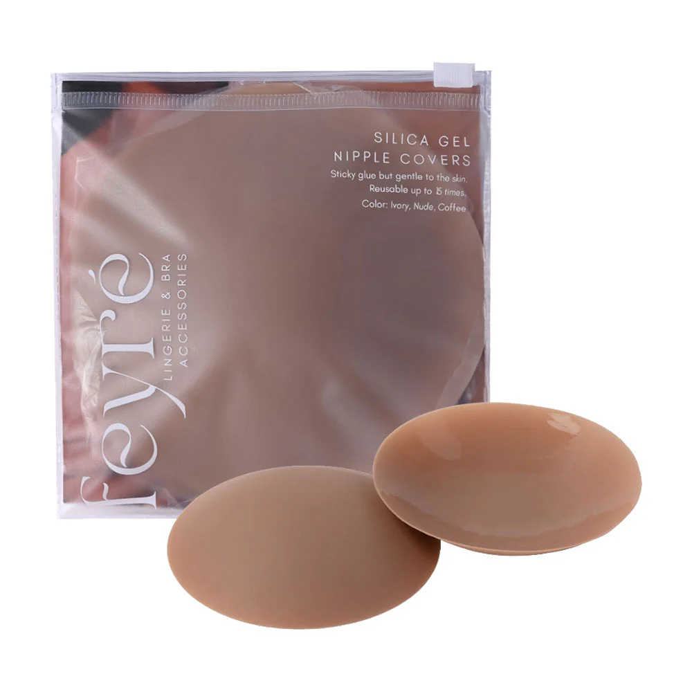 Feyre Silica Gel Adhesive Nipple Covers — Coffee, 10 см