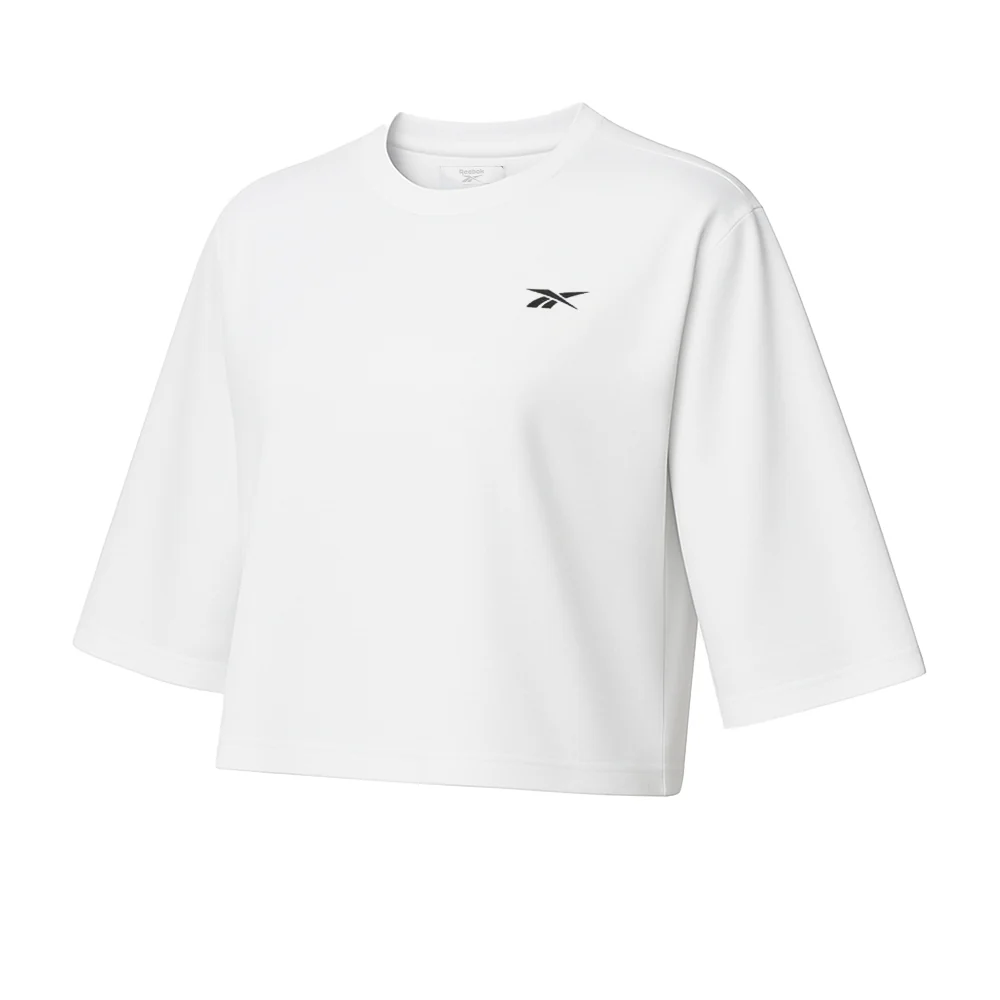 Женская тренировочная футболка Reebok Id Basketball Oversize Mesh Crop — цвет белый, размер L (американский размер)