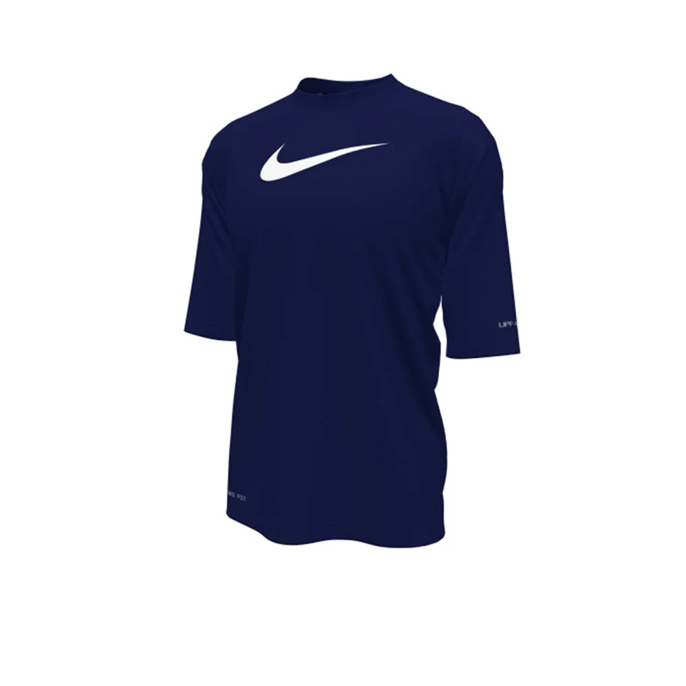 NIKE Dri-FIT Short Sleeve Hydroguard Boys Swimsuit - Blue - L (US SIZE)