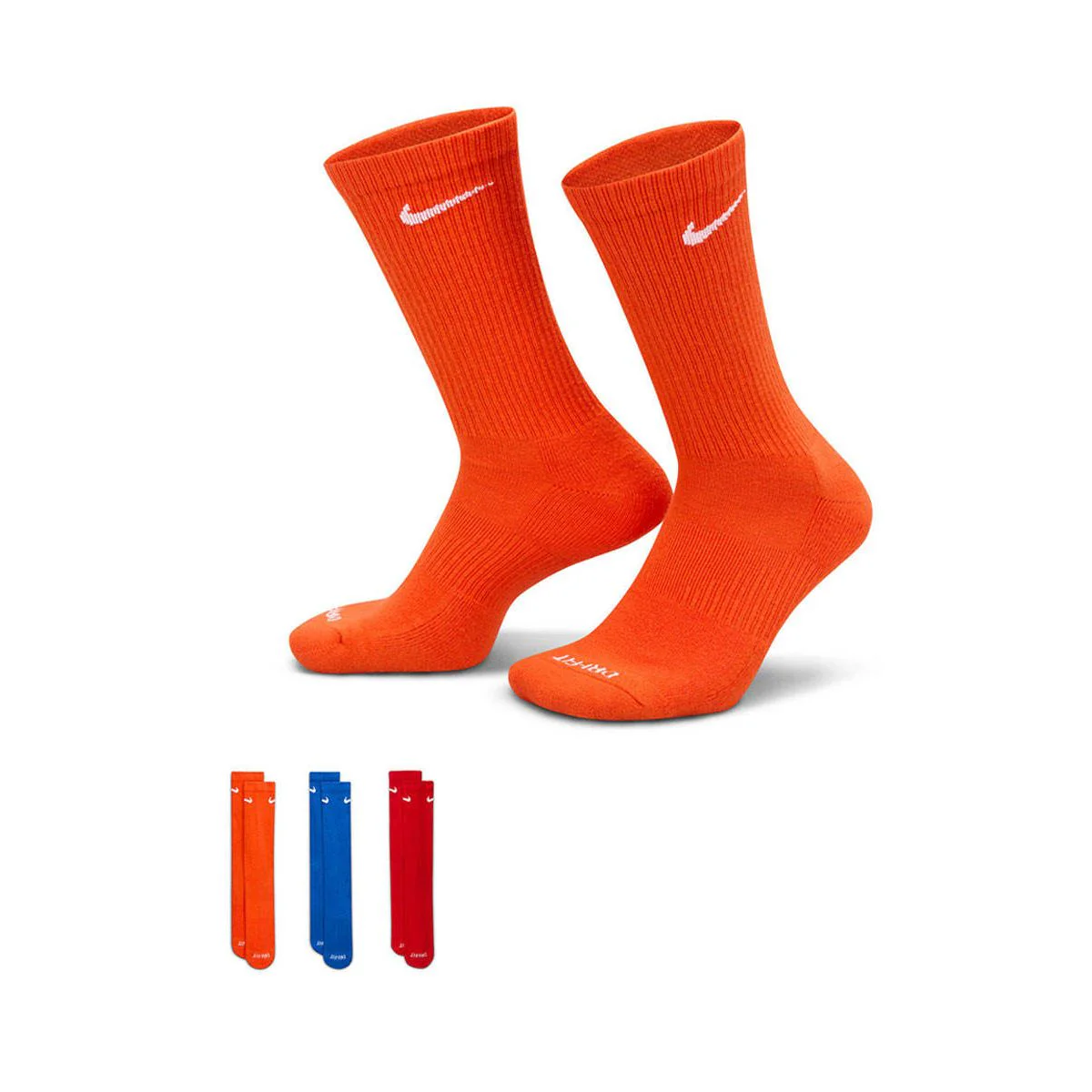 NIKE Everyday Plus Cushioned (3 Pairs) Unisex Socks - Multi Color - L (US SIZE)