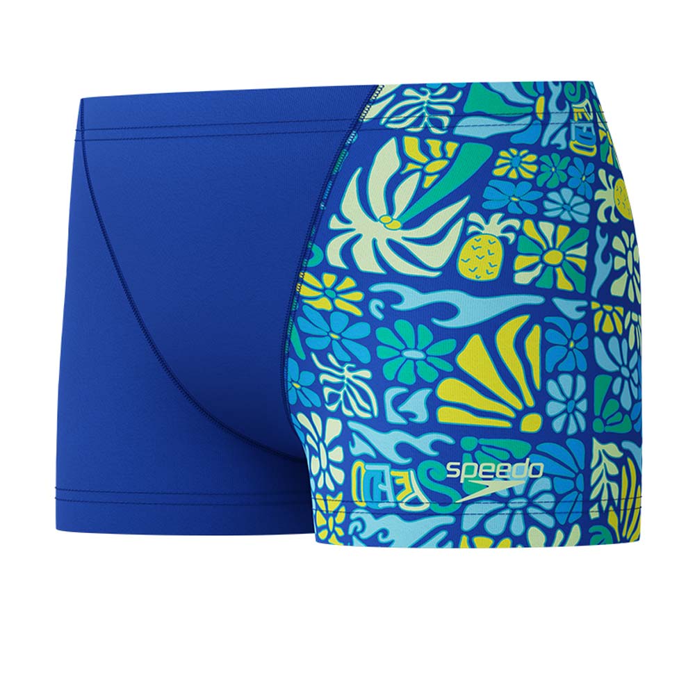 SPEEDO Printed V-Cut Aquashort Boys Swim Shorts - Blue - 10 YEARS