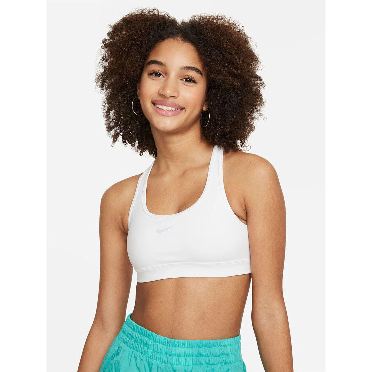 Спортивный топ для девочек Nike Swoosh — цвет белый, размер L (американский размер)