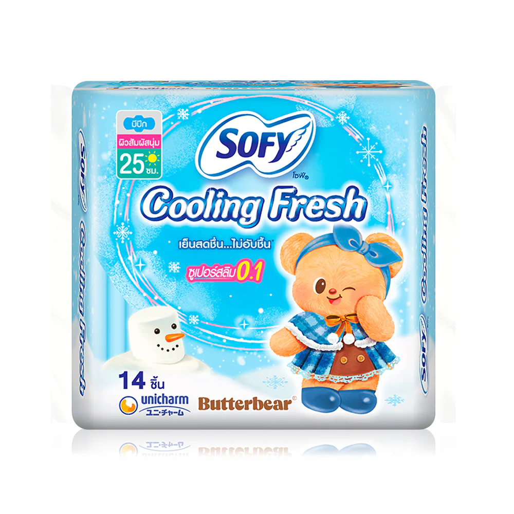 Sofy x Butterbear гигиенические прокладки Cooling Fresh Super Slim 0.1 Wing [25 см x 14 шт]