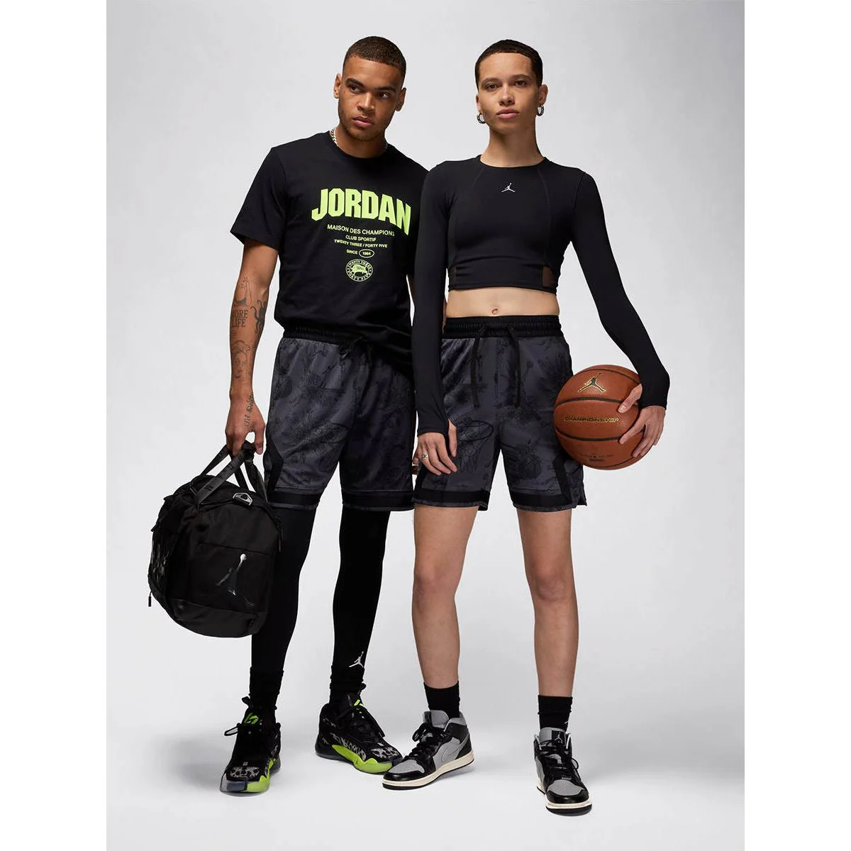 NIKE Jordan Sport Dri-FIT Printed Diamond Men's Basketball Shorts - Black - 2XL (US SIZE)