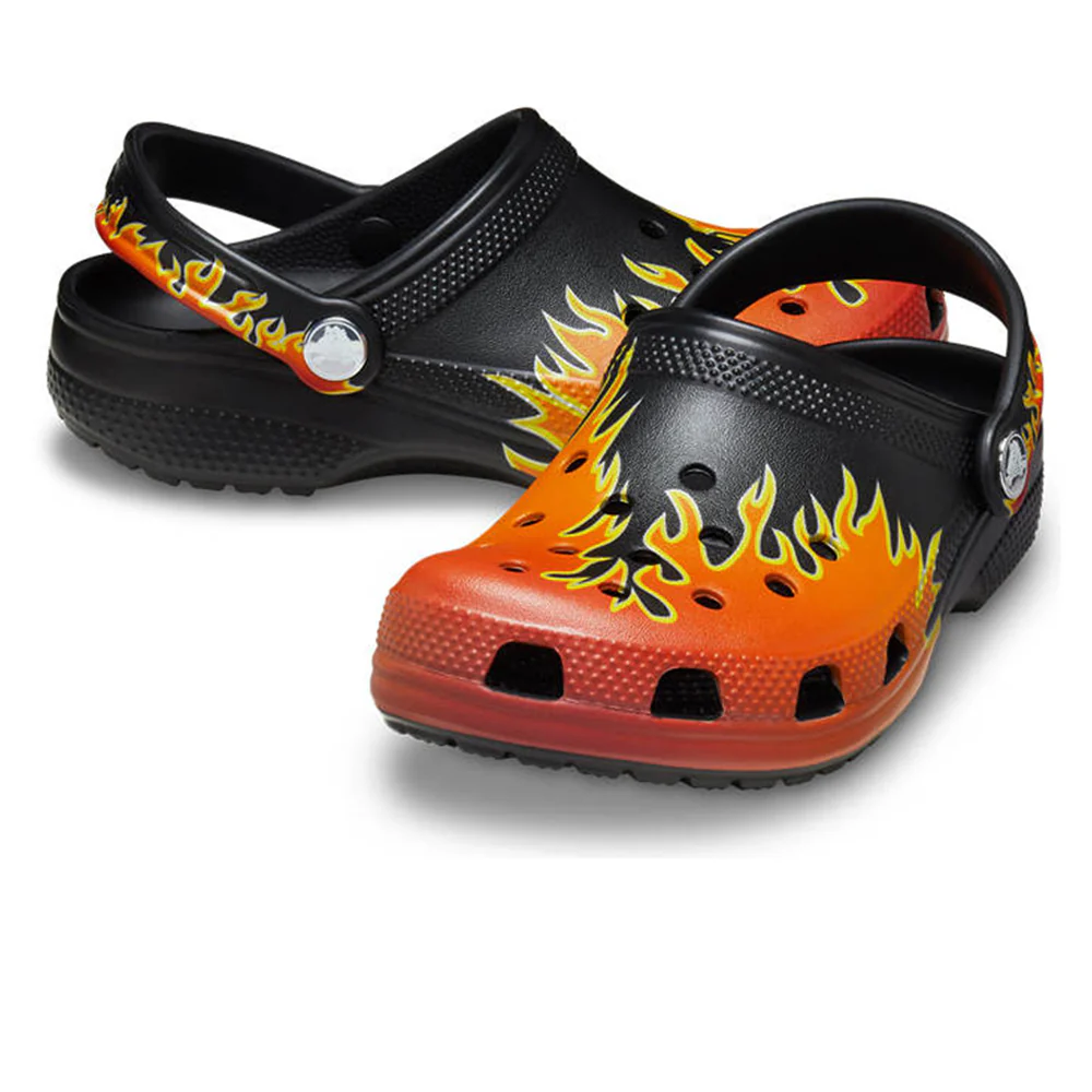 CROCS Classic Flames Clog Kids Lifestyle Shoes - Black - US C11