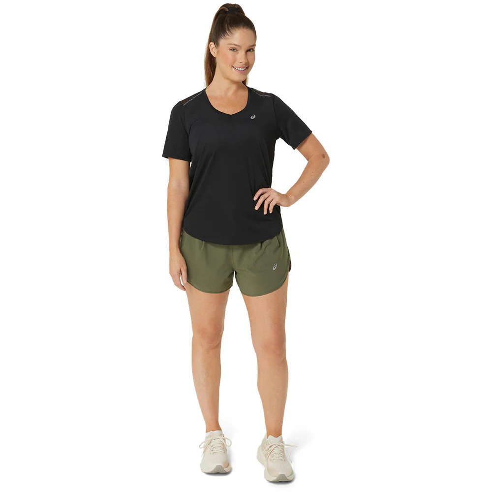 ASICS Road V-Neck Women's Running T-Shirt - Black - L (US SIZE)