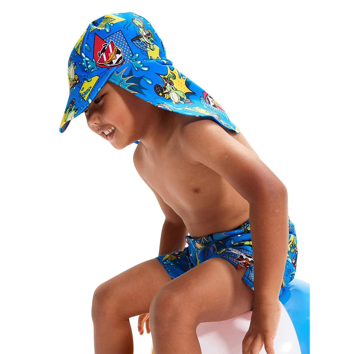 SPEEDO Learn To Swim Sun Protection Boys  Swim Hat - Blue - L (UK SIZE)
