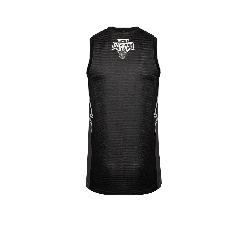 WARRIX Basket Boy Match Unisex Basketball Jersey - Black - 2L (US SIZE)