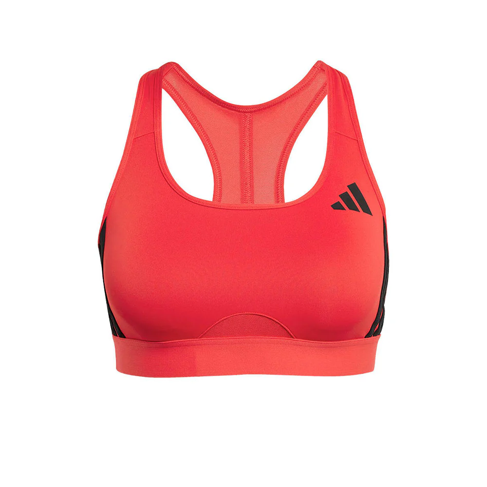 Женский спортивный топ Adidas Powerreact Train Medium-Support 3-Stripes — цвет красный, 2XL AA-B