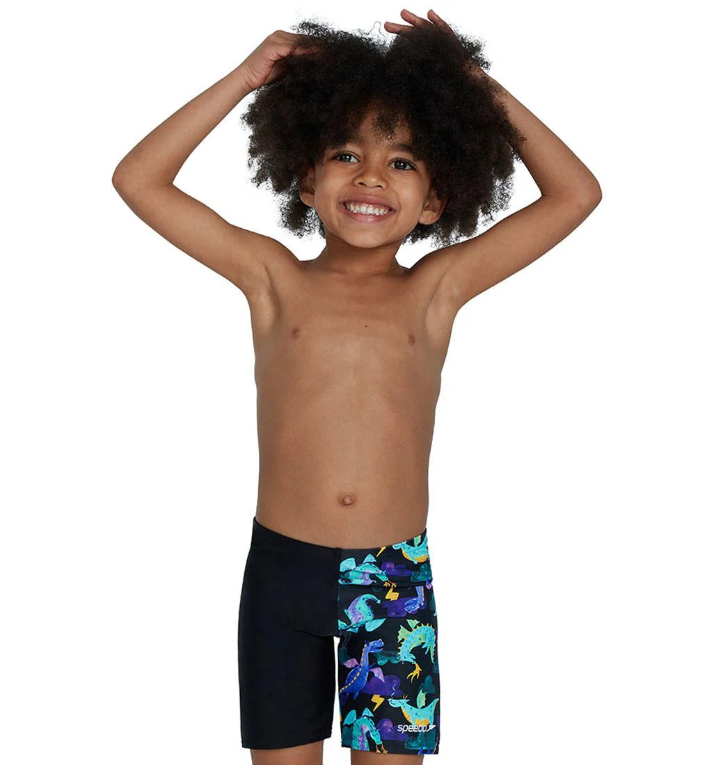 SPEEDO Digital Allover Jammer Boys Swim Shorts - Black - 2 YEARS