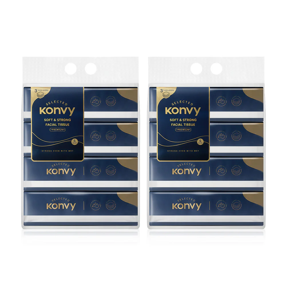 Бумажные салфетки Konvy Soft & Strong 100 листов [4 шт x 2 уп]