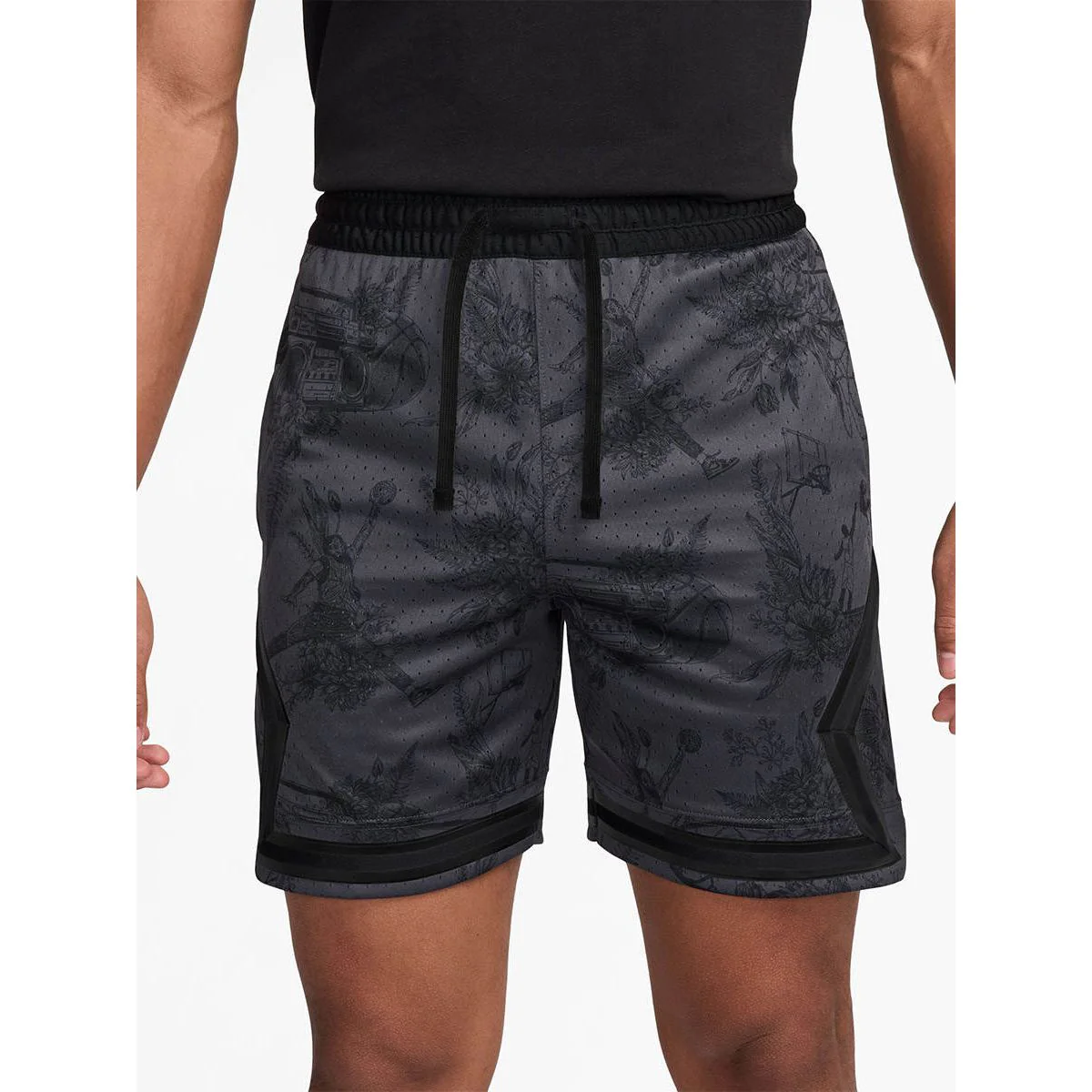NIKE Jordan Sport Dri-FIT Printed Diamond Men's Basketball Shorts - Black - 2XL (US SIZE)