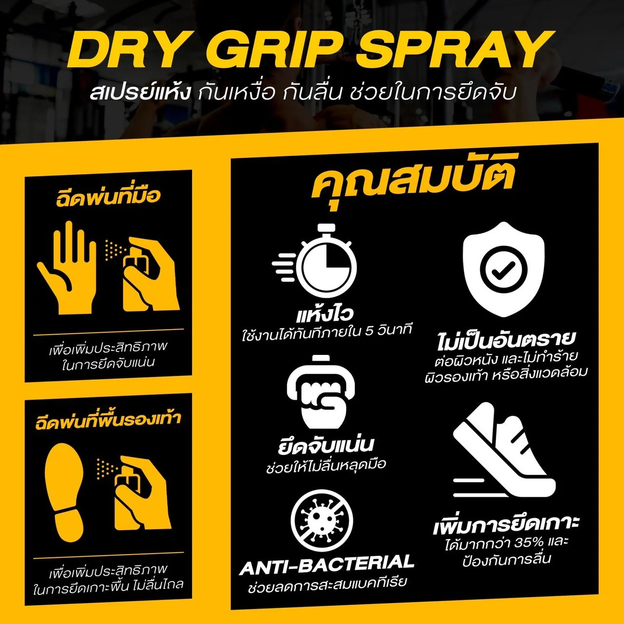 SAHARA X SPL DRY GRIP SPRAY สเปรย์แห้ง กันเหงื่อ กันลื่น ช่วยในการยึดจับ สำหรับทุกกีฬา - Clear - 20ml.