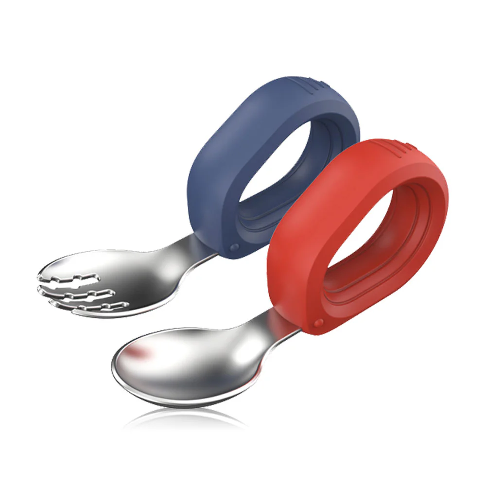 Hogokids Children Stainless Steel Round Handle Spoon & Fork Set