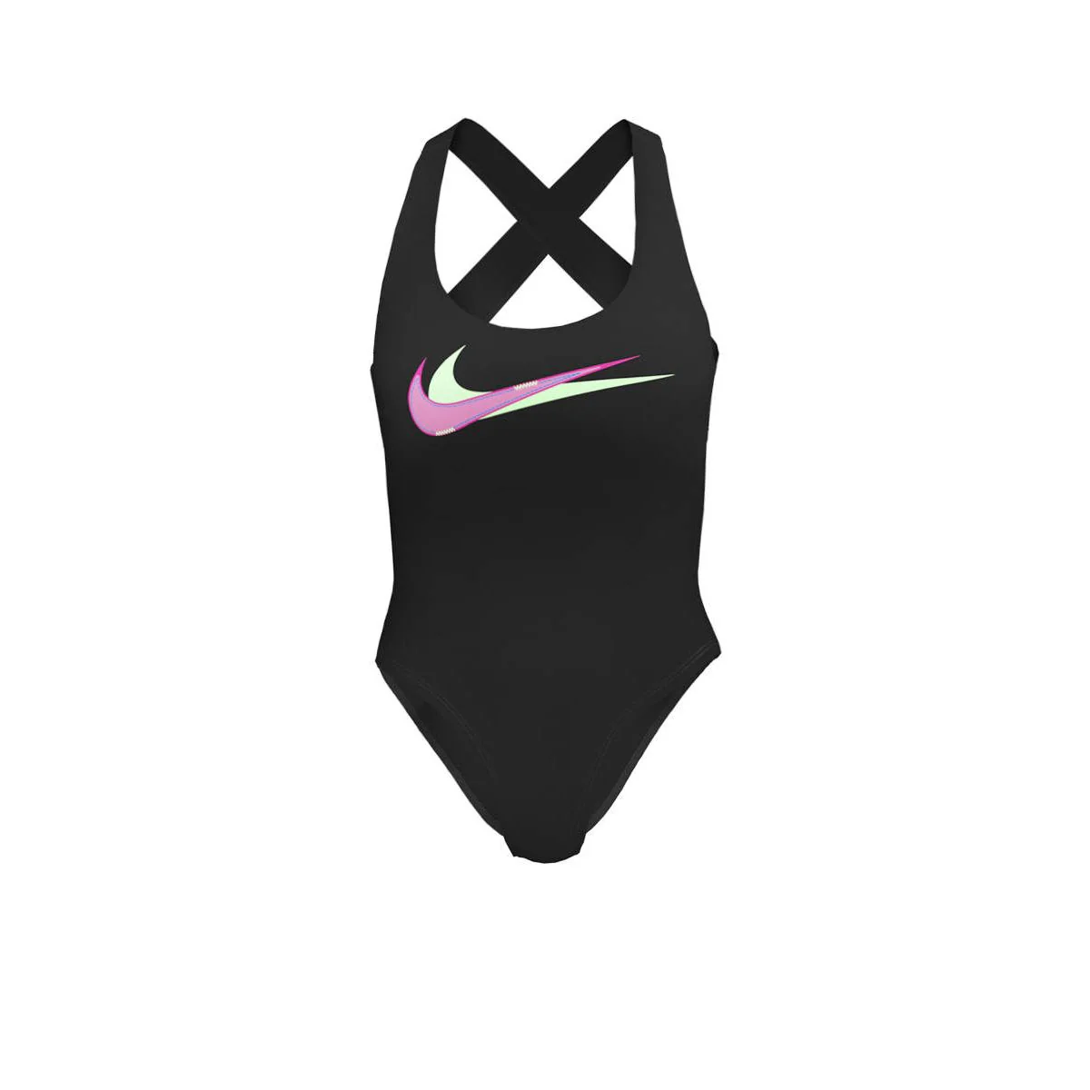 NIKE Multi Logo Crossback One Piece Women's Swimsuit - Black - L (US SIZE)