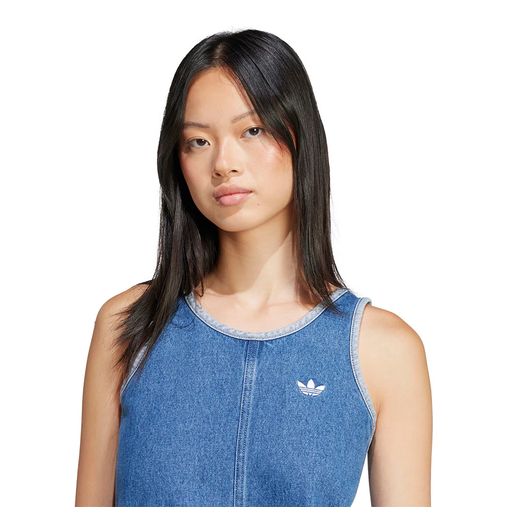 ADIDAS ORIGINALS Adicolor Denim 3-Stripes Women's Dress - Blue - 2XL (ASIAN SIZE)