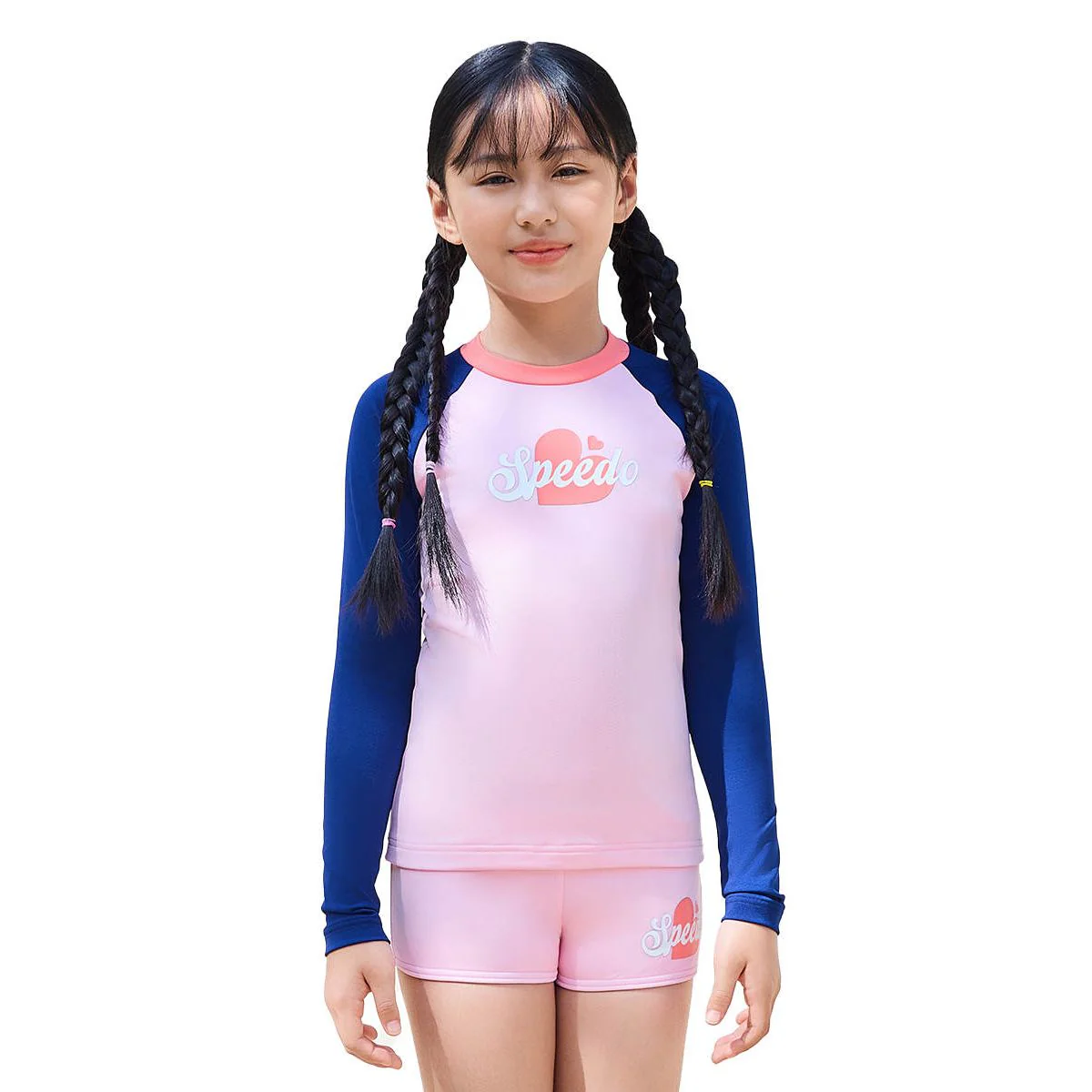 SPEEDO Heart Cerulean Long Sleeve Girls Rashguard - Blue - 11-12 YEARS