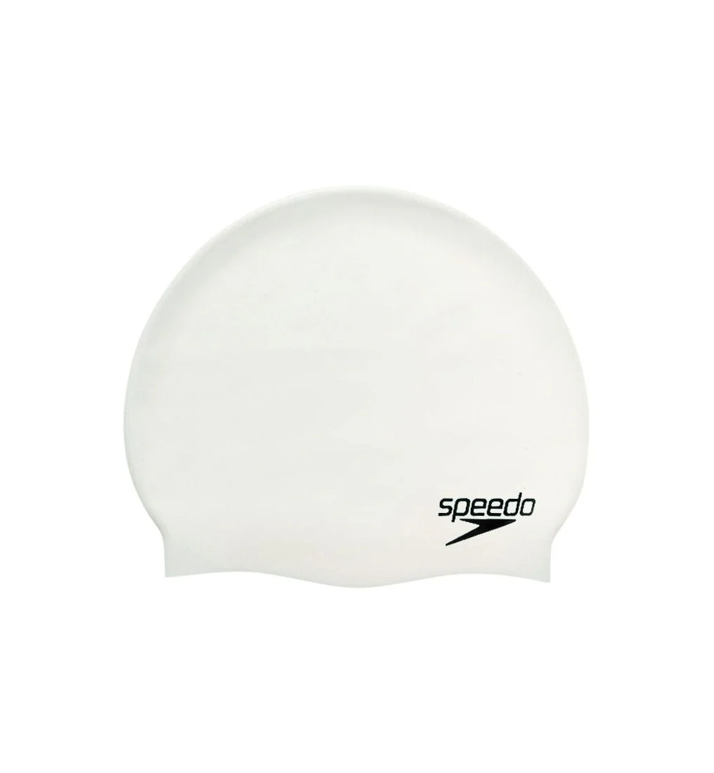 Кепка унисекс Speedo Plain Flat Silicone Swim — цвет белый, размер единый размер