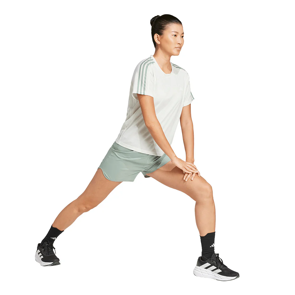 Женская беговая футболка Adidas Own the Run 3-Stripes — цвет зеленый, размер 2XL (азиатский размер)