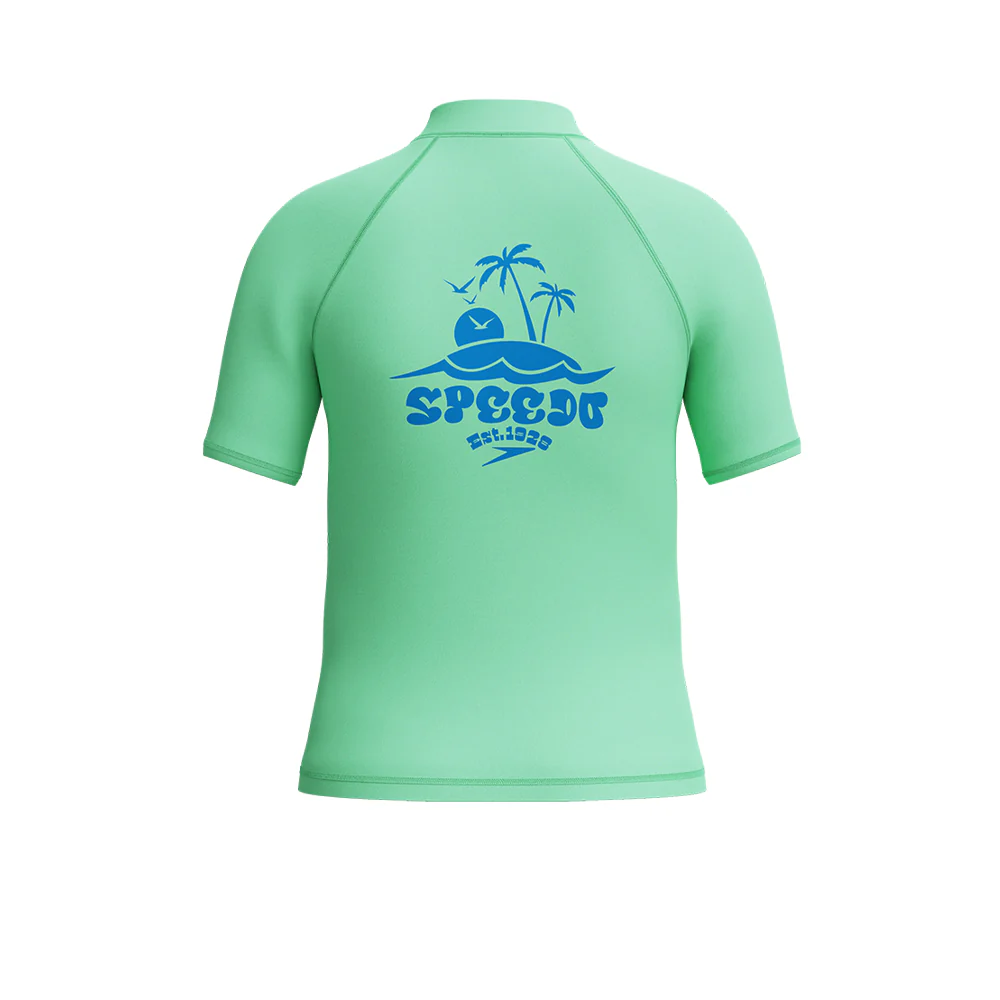 SPEEDO Short Sleeve Boys Rashguard - Green - 11-12 YEARS