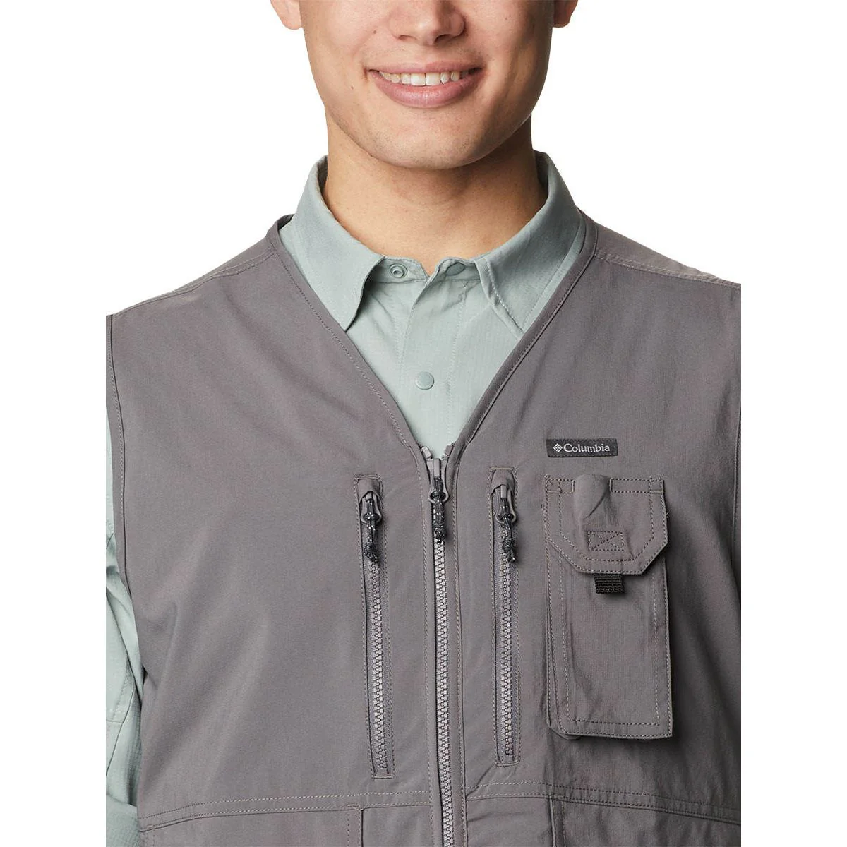 COLUMBIA Silver Ridge Utility Men's Hiking Vest - Grey - L (US SIZE)