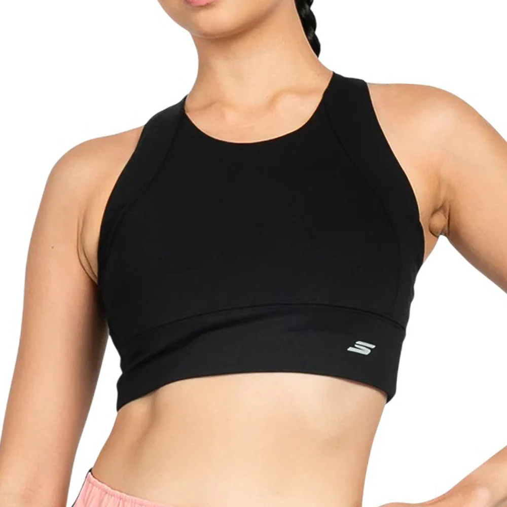 SKECHERS Running: Performance Women's Running Sports Bra - Black - L (US SIZE)