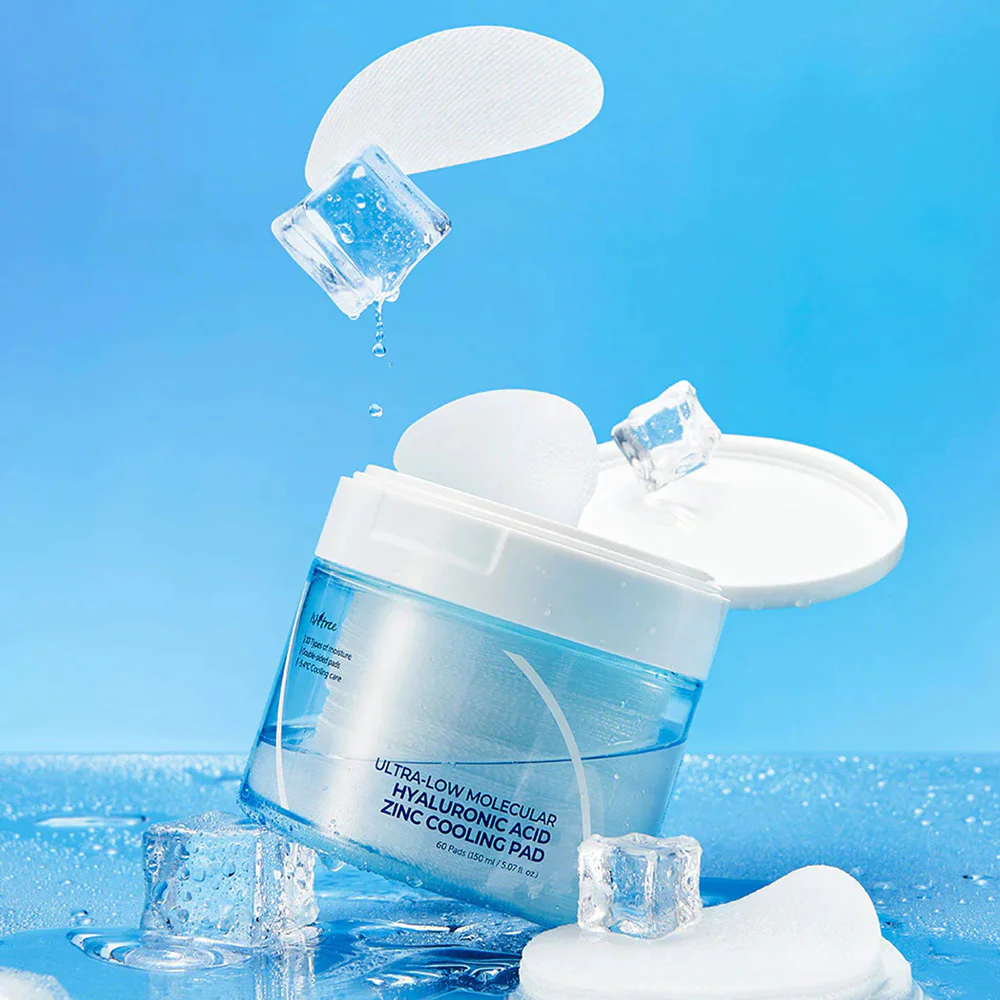 ISNTREE Ultra-low Molecular Weight Hyaluronic Acid Zinc Cooling Pad 150ml [60 Pads]