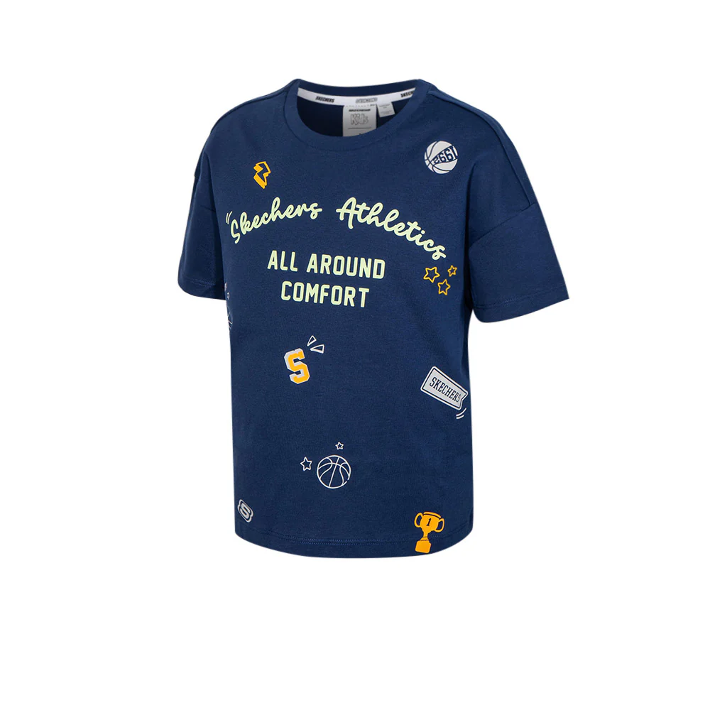 SKECHERS Basketball Culture Kids T-Shirt - Blue - L (US SIZE)