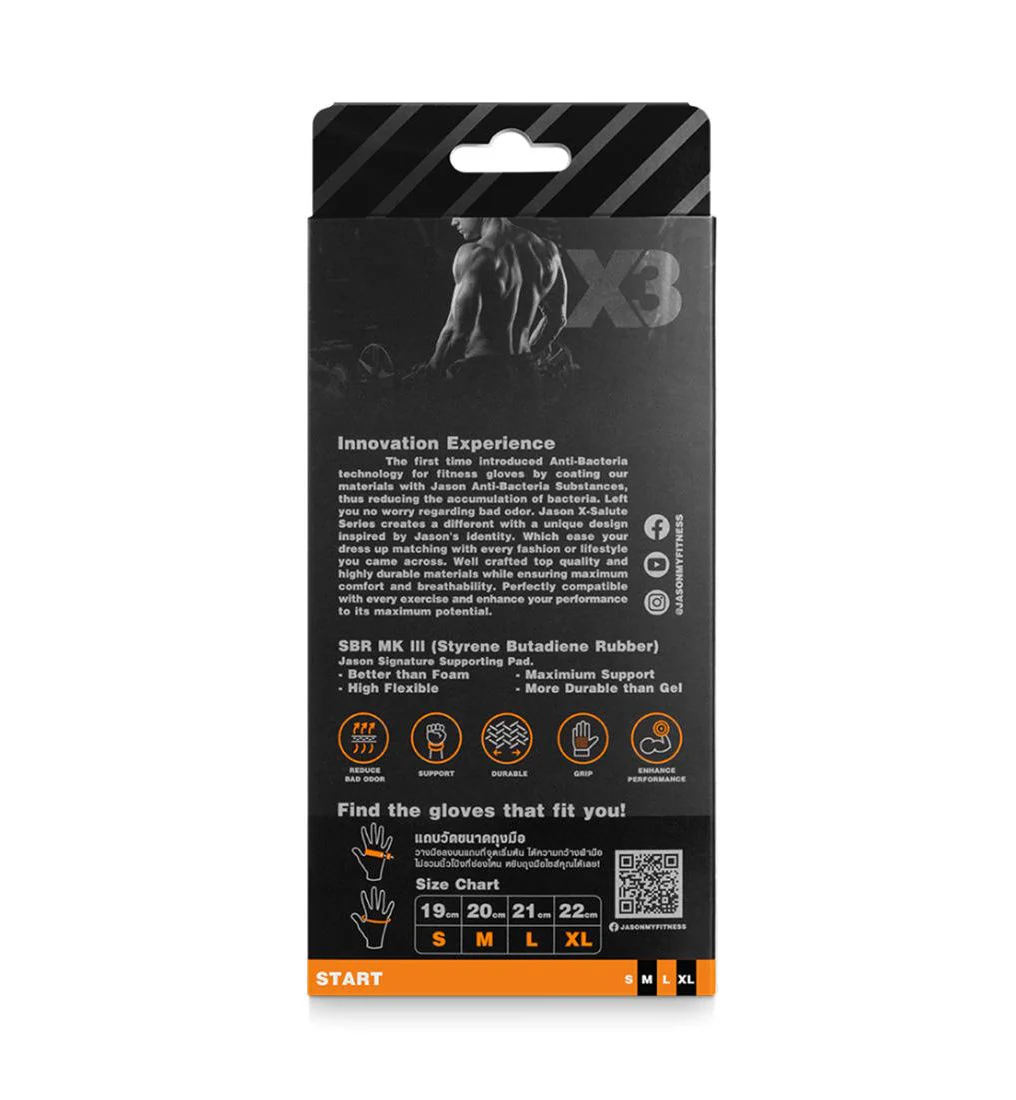 JASON X-Salute III Men's Training Gloves - Black - L (US SIZE)