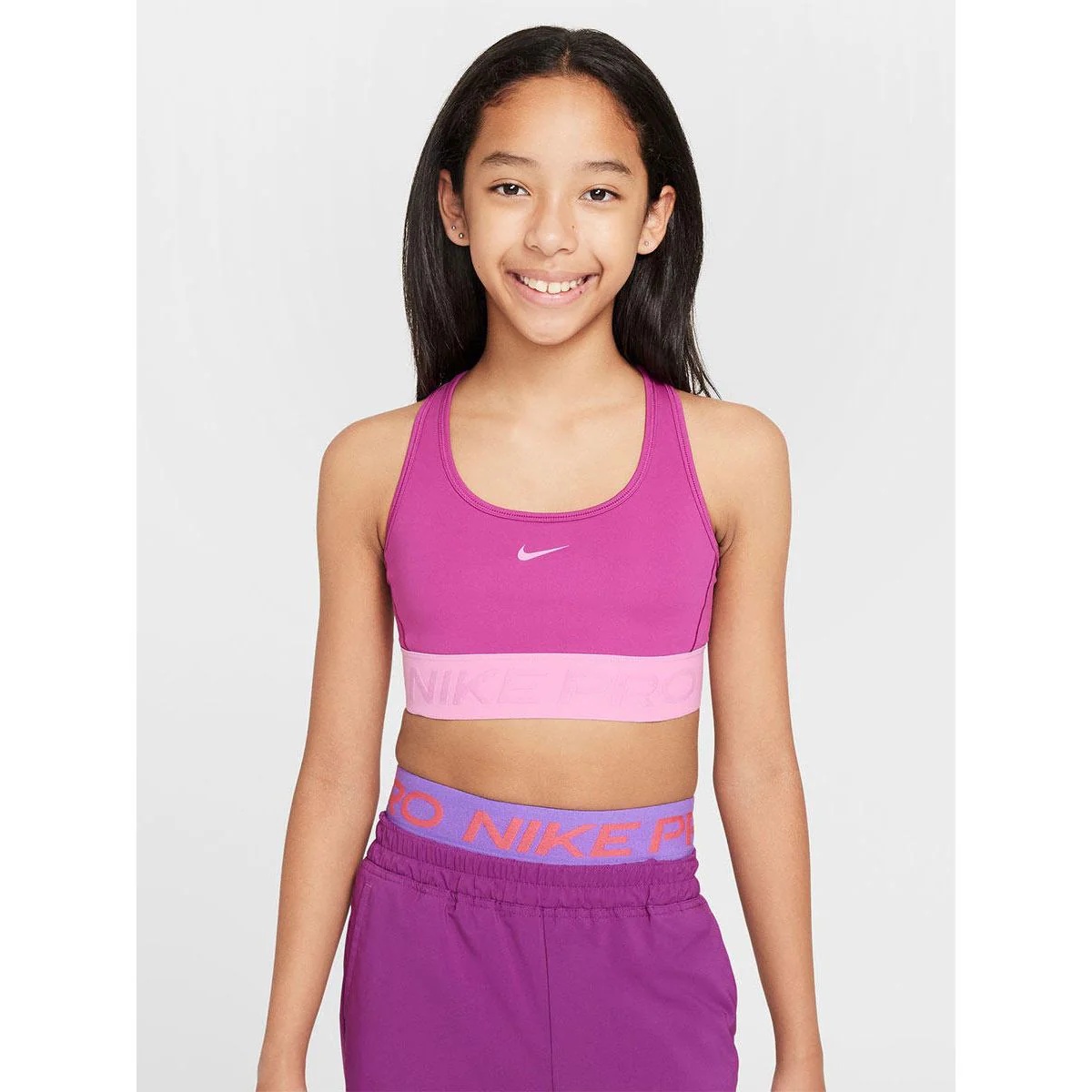 NIKE Pro Swoosh Girls Sports Bra - Purple - L (US SIZE)