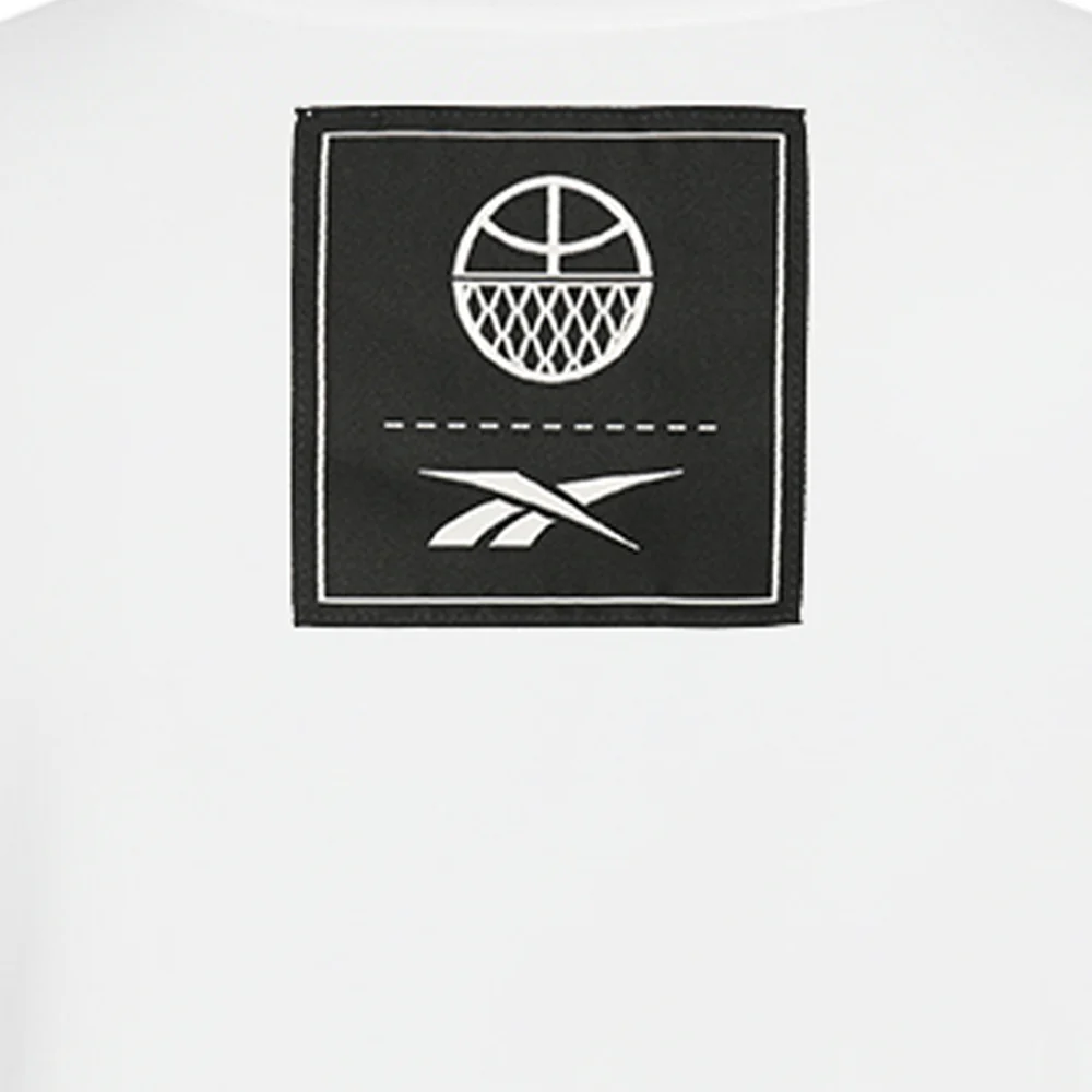 Женская тренировочная футболка Reebok Id Basketball Oversize Mesh Crop — цвет белый, размер L (американский размер)