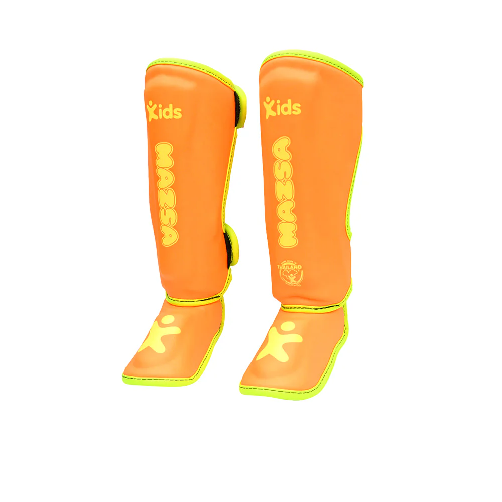 MAZSA Puj SEX1204700 Kids Boxing Shin Guards - Orange - L