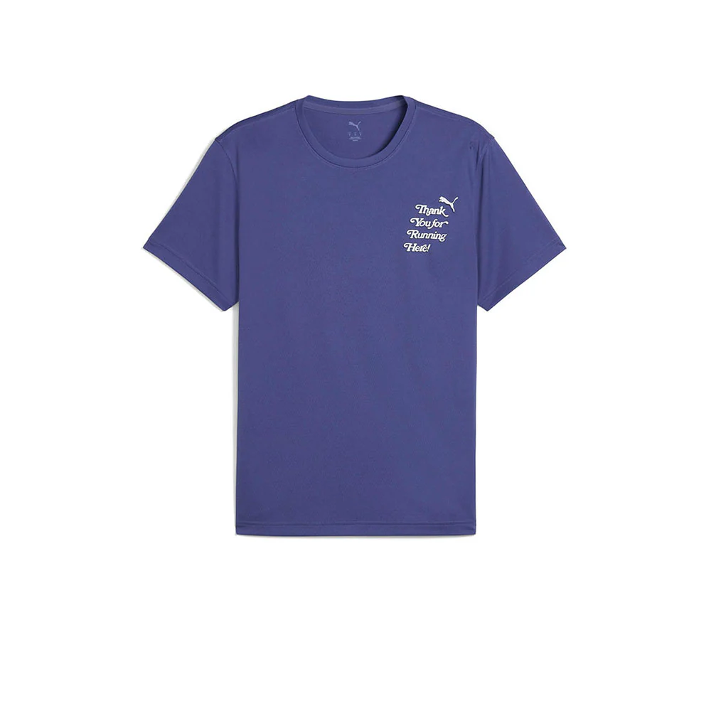 PUMA Graphics Slogan Men's Running T-Shirt - Navy - L (UK SIZE)