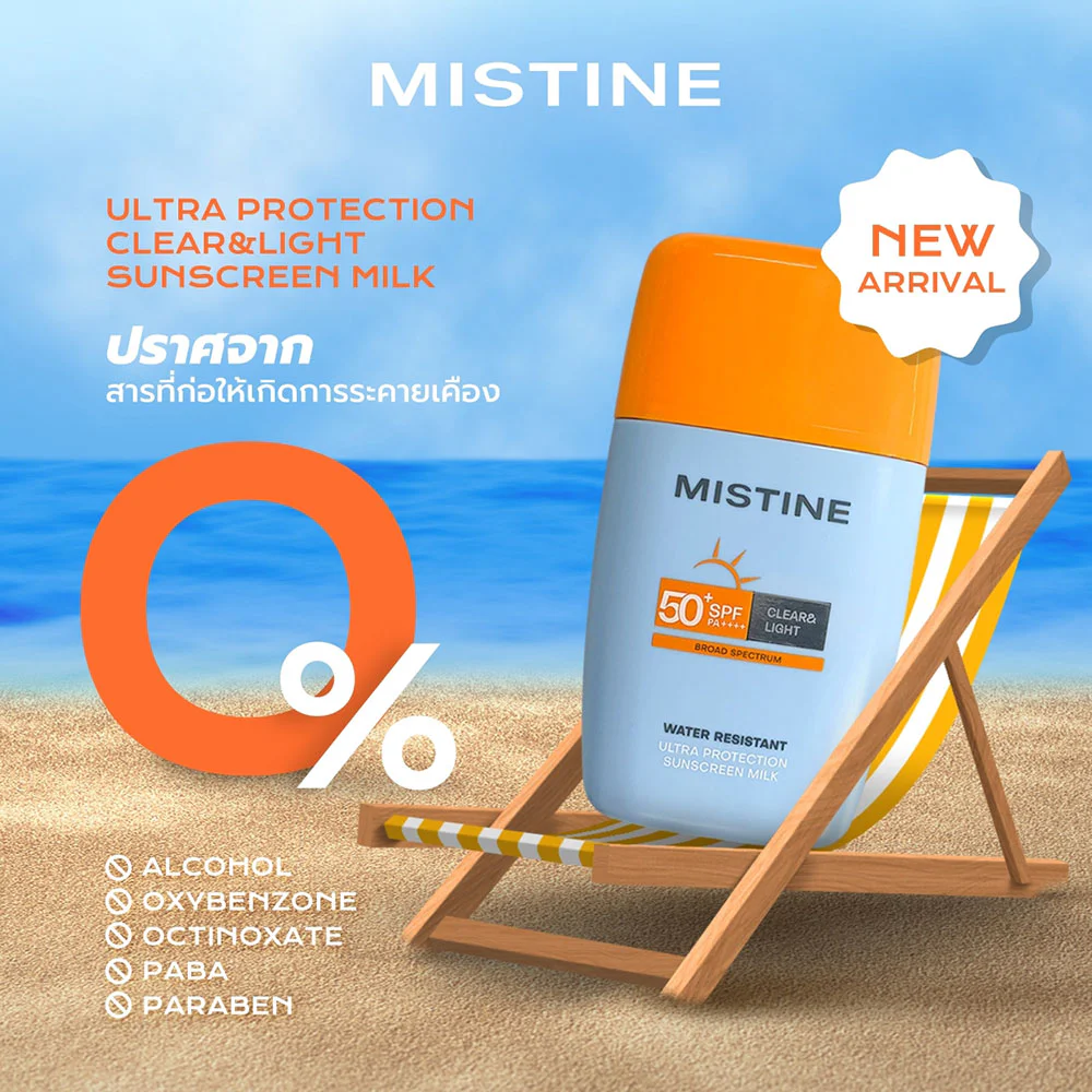 MISTINE Aqua Base Ultra Protection Clear & Light Sunscreen Milk SPF50+ PA++++ 40ml