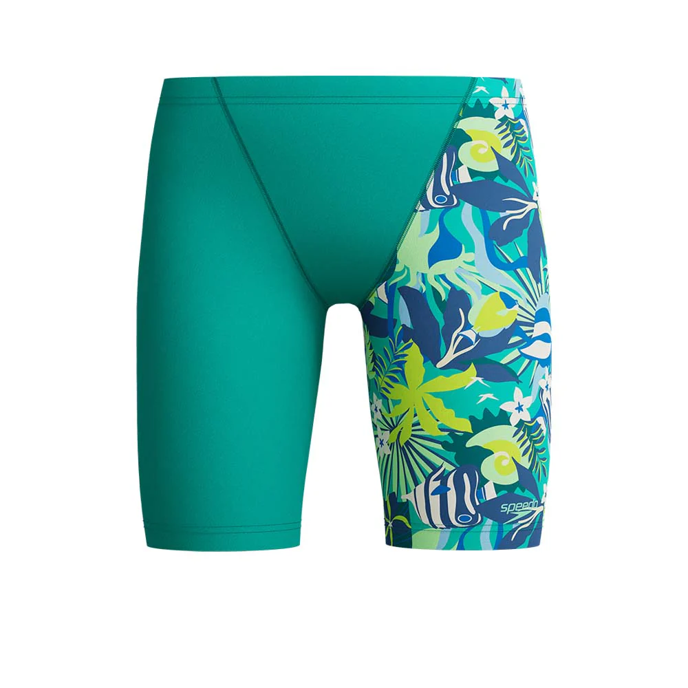 SPEEDO Allover V-Cut Jammer Boys Swim Shorts - Blue - 11-12 YEARS