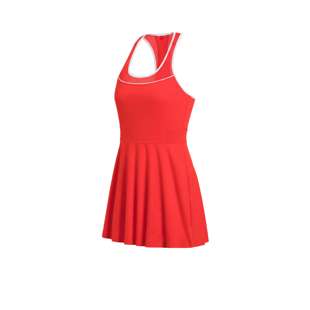 WILSON Tour Perforated Women's Tennis Dress - Red - M