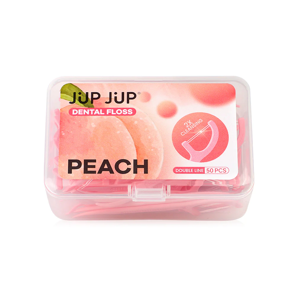 Jup Jup Dental Floss Double Line — Peach, 50pcs